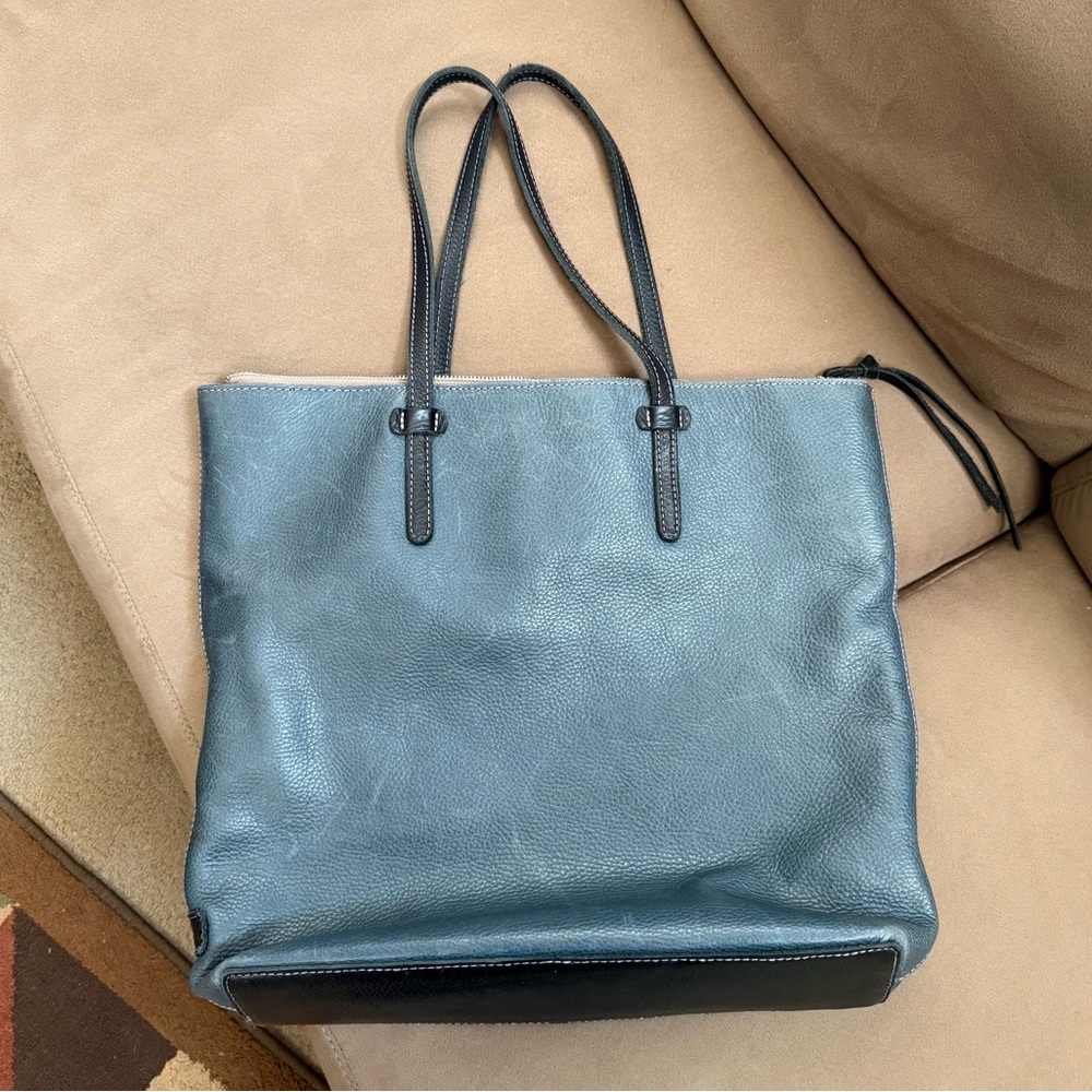 Consuela Blue Leather Market Tote